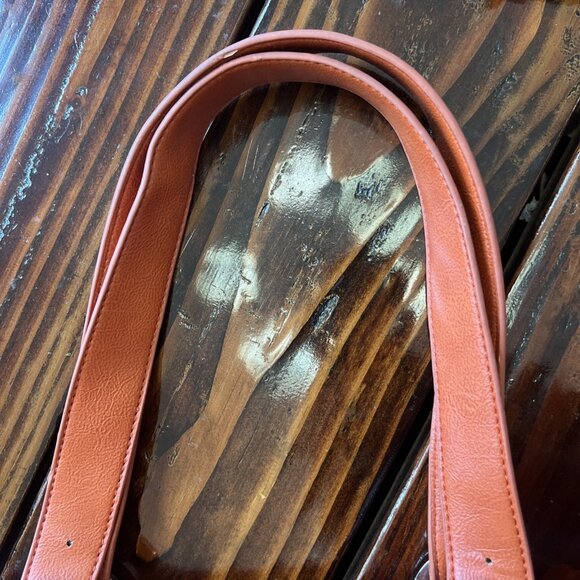 Charming Charlie Orange Weave Vegan Leather Large Tote, Handbag, Purse - Picture 11 of 16